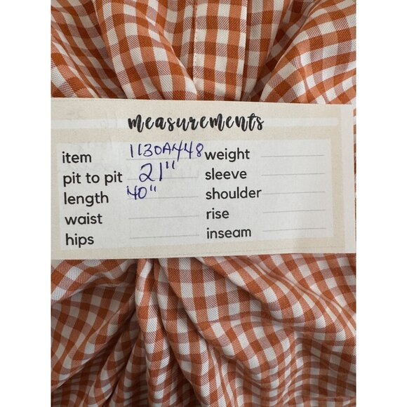 2/$30 Zara Medium Terracotta & White Gingham Knotted Button Midi Dress - Picture 12 of 13